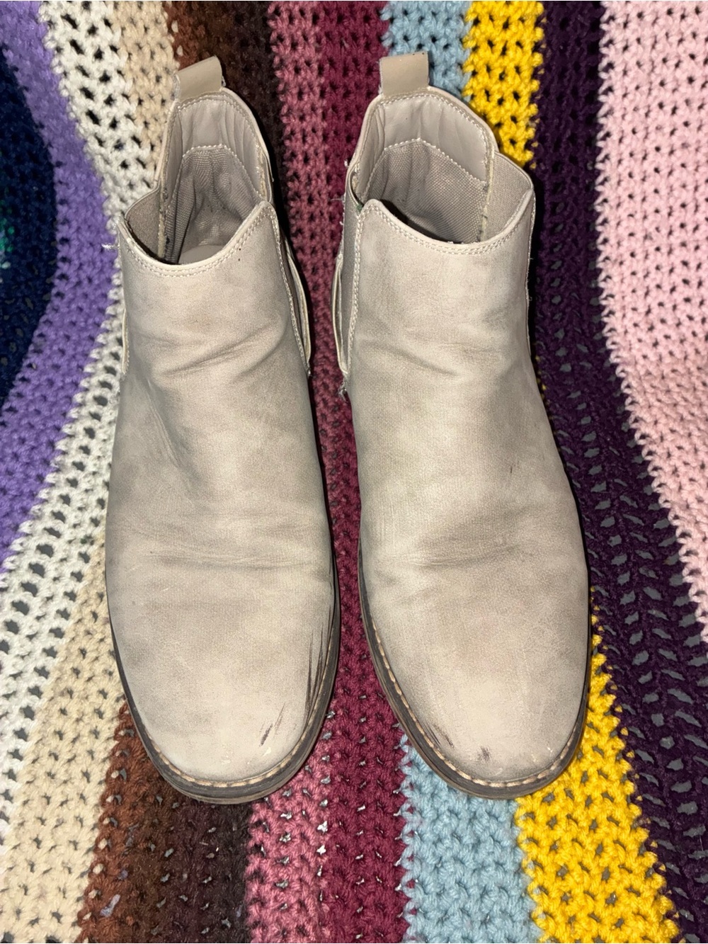 Men's Taupe Leather Suede Chelsea Boots